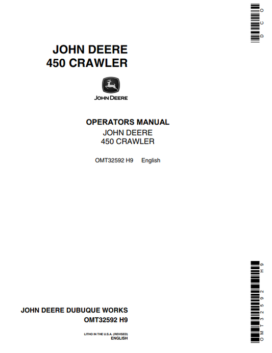 JOHN DEERE 450 CRAWLER OPERATOR MANUAL OMT32592