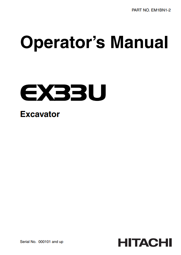 HITACHI EX33U EXCAVATOR OPERATOR MANUAL EM1BN12