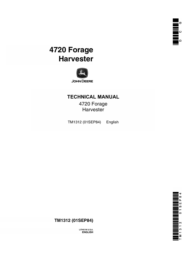JOHN DEERE 4720 FORAGE HARVESTER TECHNICAL MANUAL TM1312