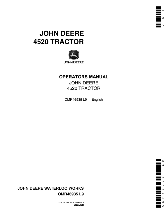 JOHN DEERE 4520 TRACTOR OPERATOR MANUAL OMR46935