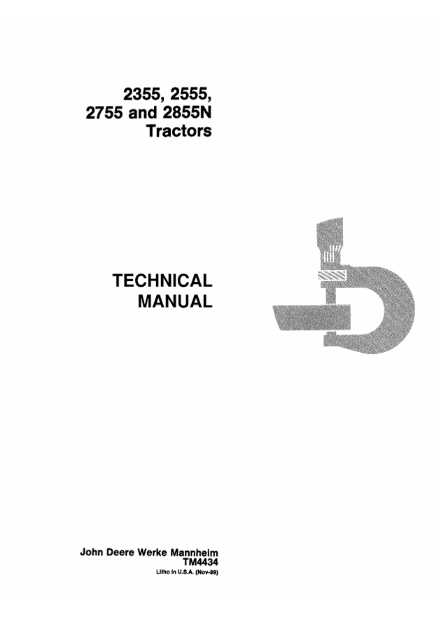 JOHN DEERE 2355, 2555, 2755 AND 2855N TRACTOR REPAIR MANUAL TM4434