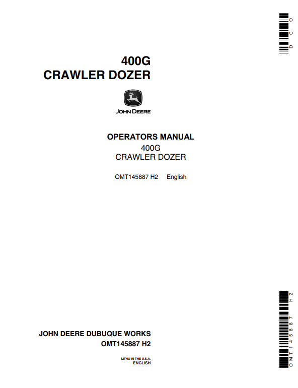 JOHN DEERE 400G CRAWLER DOZER OPERATOR MANUAL OMT145887