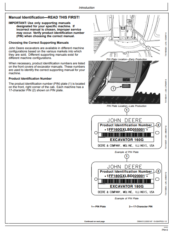 JOHN DEERE 160GLC AND 180GLC EXCAVATOR OPERATOR MANUAL OMT308595