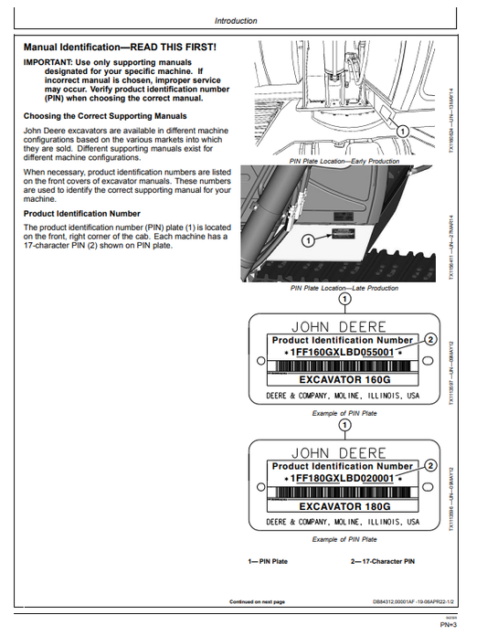 JOHN DEERE 160GLC AND 180GLC EXCAVATOR OPERATOR MANUAL OMT308595