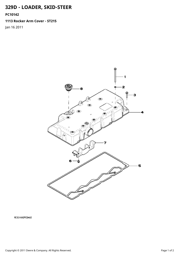 JOHN DEERE 329D SKID STEER PARTS CATALOG MANUAL PC10142