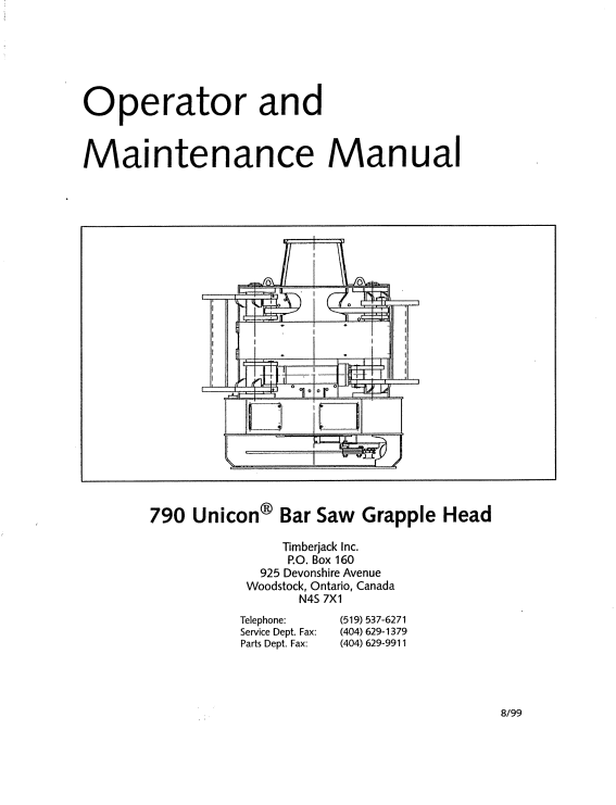 JOHN DEERE TIMBERJACK 790 (UNICON) GRAPPLE HEAD OPERATOR MANUAL F293949