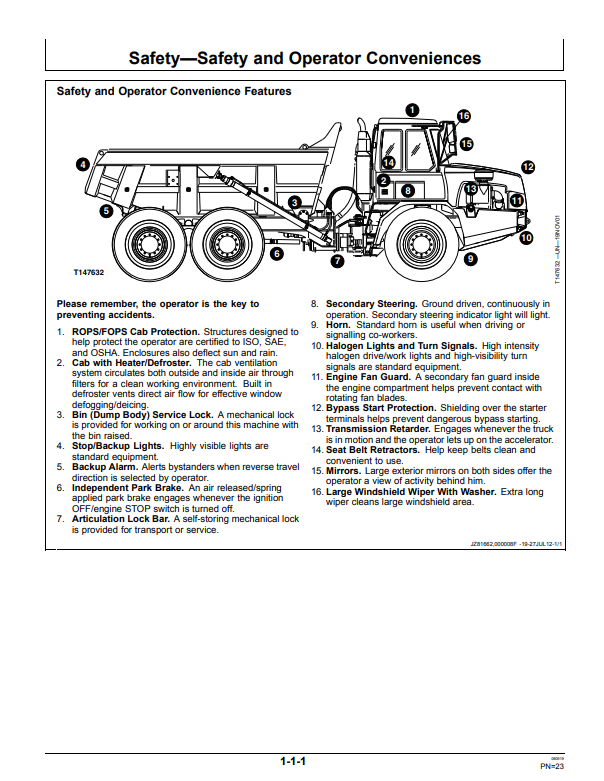JOHN DEERE 250D AND 300D SERIES II ARTICULATED DUMP TRUCK OPERATOR MANUAL OMT263512