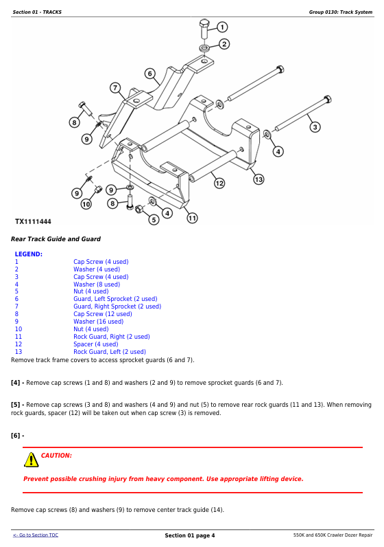 JOHN DEERE 550K AND 650K CRAWLER DOZER REPAIR TECHNICAL MANUAL TM12289