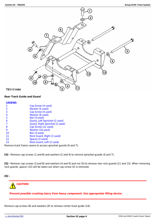 JOHN DEERE 550K AND 650K CRAWLER DOZER REPAIR TECHNICAL MANUAL TM12289