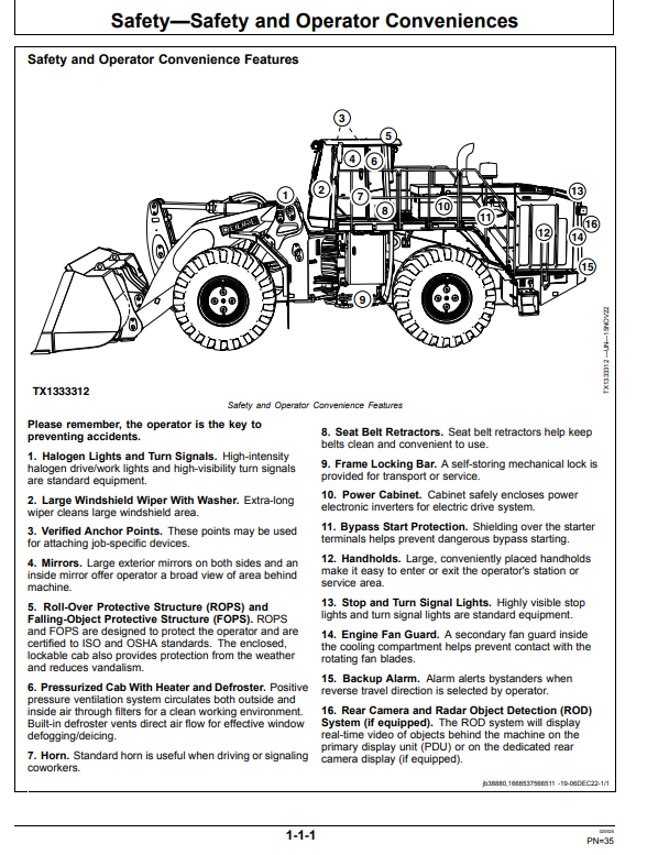 JOHN DEERE 944 X-TIER, GEN A 4WD LOADER OPERATOR MANUAL OMT475046X019