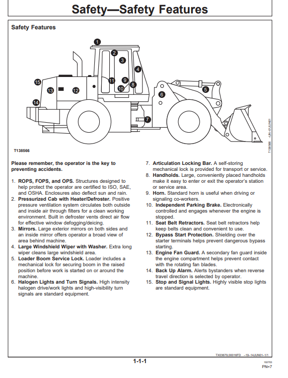 JOHN DEERE 644H LOADER OPERATOR MANUAL OMT195362