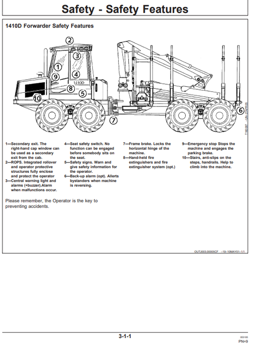 JOHN DEERE 1410D FORWARDER OPERATOR MANUAL OMF069377