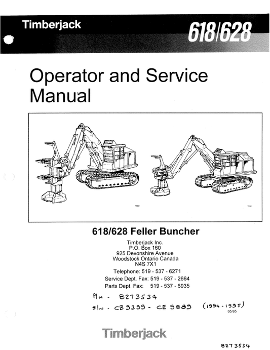 JOHN DEERE TIMBERJACK 618, 628 OPERATOR MANUAL 8273534