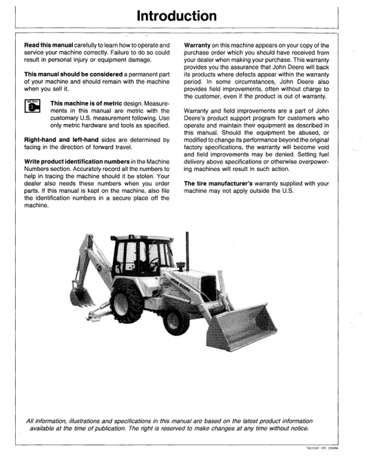 JOHN DEERE 310C BACKHOE LOADER OPERATOR MANUAL OMT83190