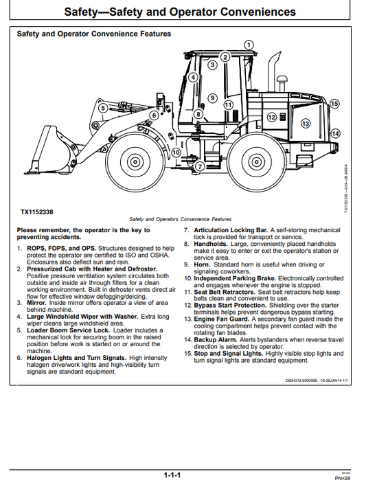 JOHN DEERE 524K 4WD LOADER OPERATOR MANUAL OMT346592X19