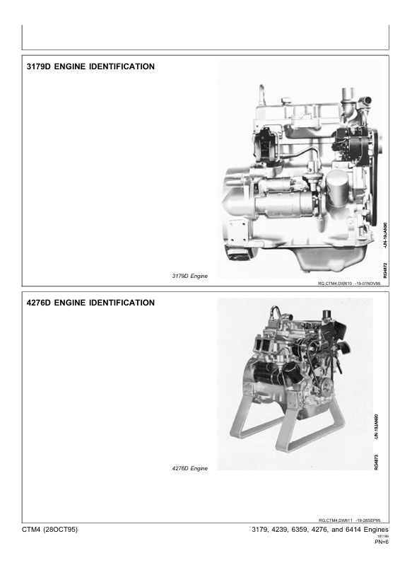 JOHN DEERE SERIES 300, 3179, 4239, 4276, 6359 AND 6414 DIESEL ENGINE TECHNICAL MANUAL CTM4