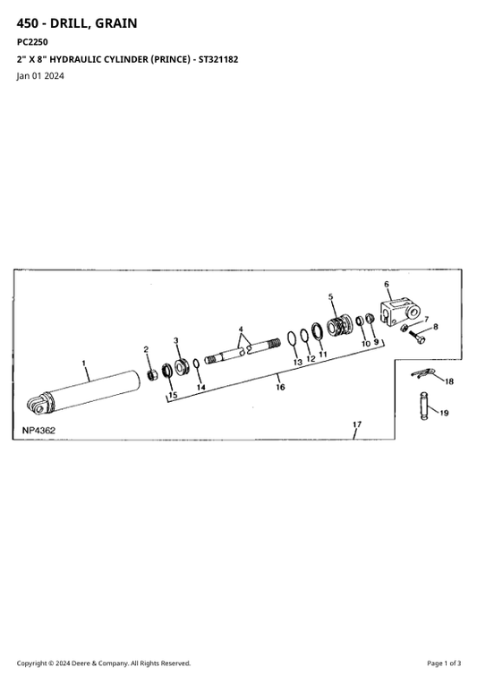 JOHN DEERE 450 - DRILL, GRAIN PARTS CATALOGUE MANUAL PC2250