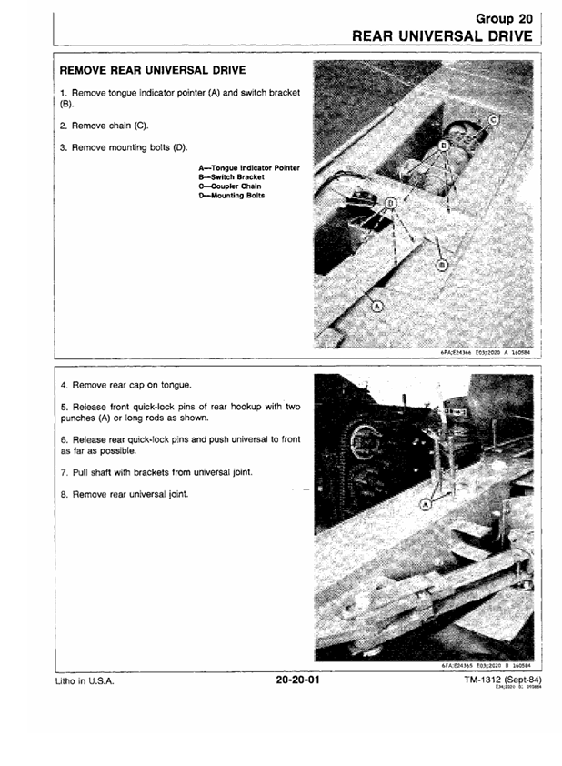 JOHN DEERE 4720 FORAGE HARVESTER TECHNICAL MANUAL TM1312