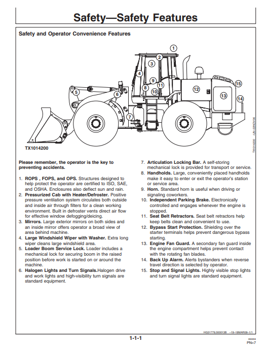 JOHN DEERE 644J & 724J LOADER OPERATOR MANUAL OMT200782