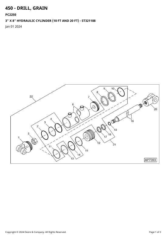 JOHN DEERE 450 - DRILL, GRAIN PARTS CATALOGUE MANUAL PC2250