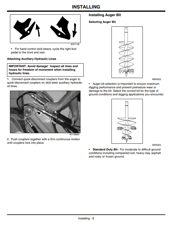 JOHN DEERE PLANETARY AND CHAIN DRIVE AUGERS PA30, NCA25 OPERATOR MANUAL OMKV16795