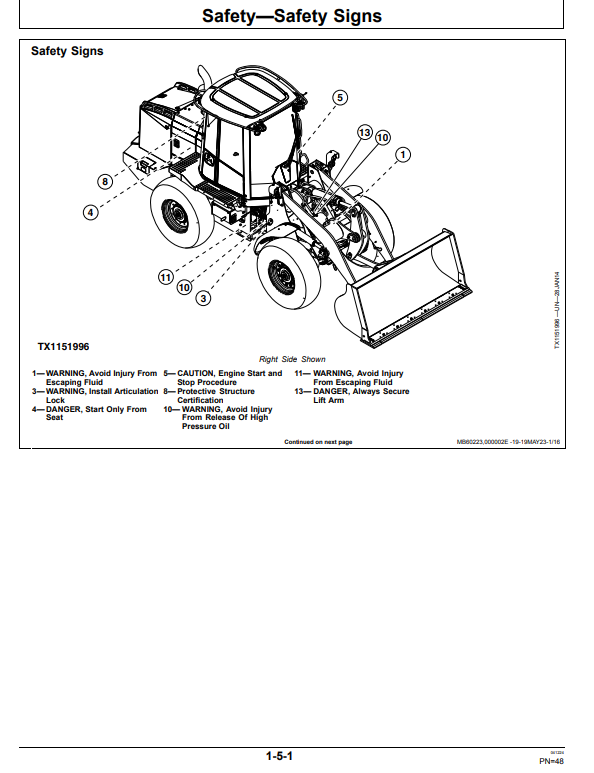 JOHN DEERE 524K 4WD LOADER OPERATOR MANUAL OMT346592X19