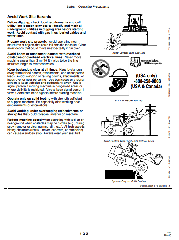 JOHN DEERE 524 P 4WD LOADER OPERATOR MANUAL OMT505719X019