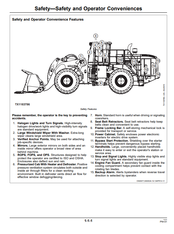 JOHN DEERE 944K 4WD LOADER OPERATOR MANUAL OMT285908
