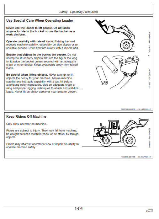 JOHN DEERE 644J & 724J LOADER OPERATOR MANUAL OMT200782