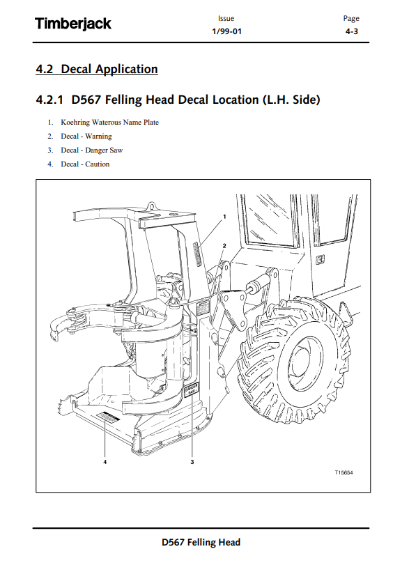 JOHN DEERE D567 DTT DISC SAW FELLING HEAD OPERATOR MANUAL OMF287668