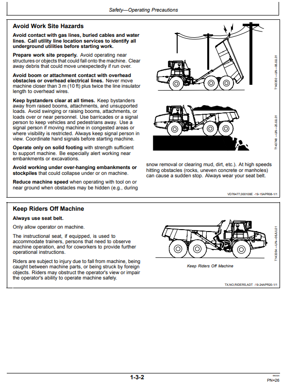 JOHN DEERE 250D AND 300D ARTICULATED DUMP TRUCK OPERATOR MANUAL OMT224115