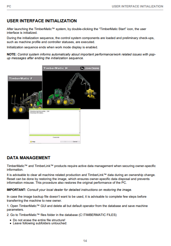 JOHN DEERE TIMBERMATIC F-16 OPERATOR INSTRUCTION MANUAL F692334