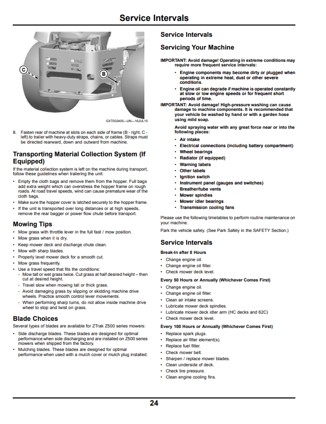 JOHN DEERE Z525E AND Z540R ZTRAK™ OPERATOR MANUAL OMUC11824