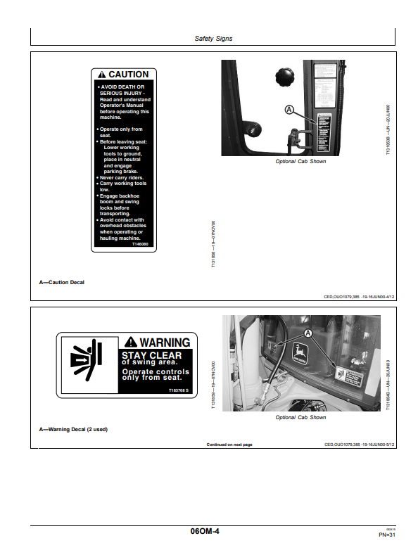 JOHN DEERE 310SG, 315SG BACKHOE LOADER OPERATOR MANUAL OMT166699