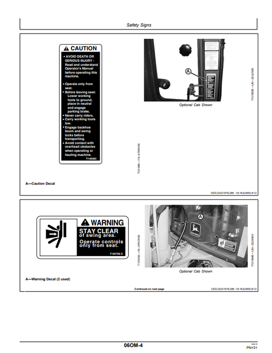 JOHN DEERE 310SG, 315SG BACKHOE LOADER OPERATOR MANUAL OMT166699