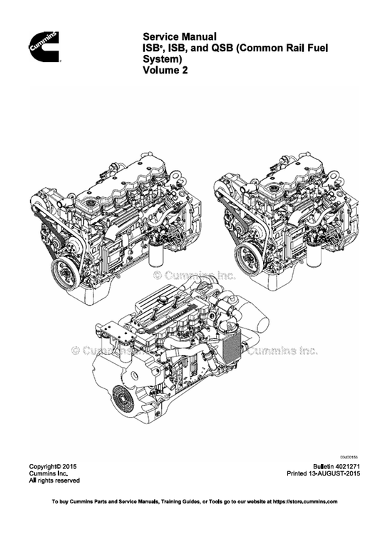 JOHN DEERE CUMMINS ENGINE ISBE, ISB, QSB 4021271-VOL2 SERVICE MANUAL