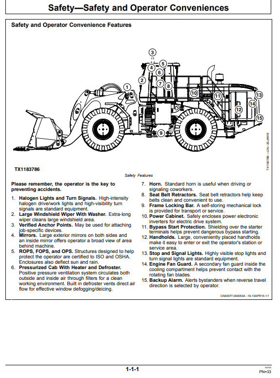 JOHN DEERE 944K 4WD LOADER OPERATOR MANUAL OMT414139X19