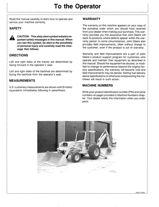 JOHN DEERE 401D TRACTOR OPERATOR MANUAL OMT78927