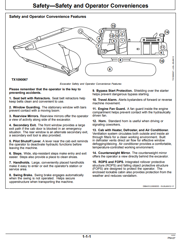 JOHN DEERE 350GLC EXCAVATOR OPERATOR MANUAL OMT310327