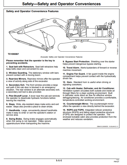 JOHN DEERE 350GLC EXCAVATOR OPERATOR MANUAL OMT310327