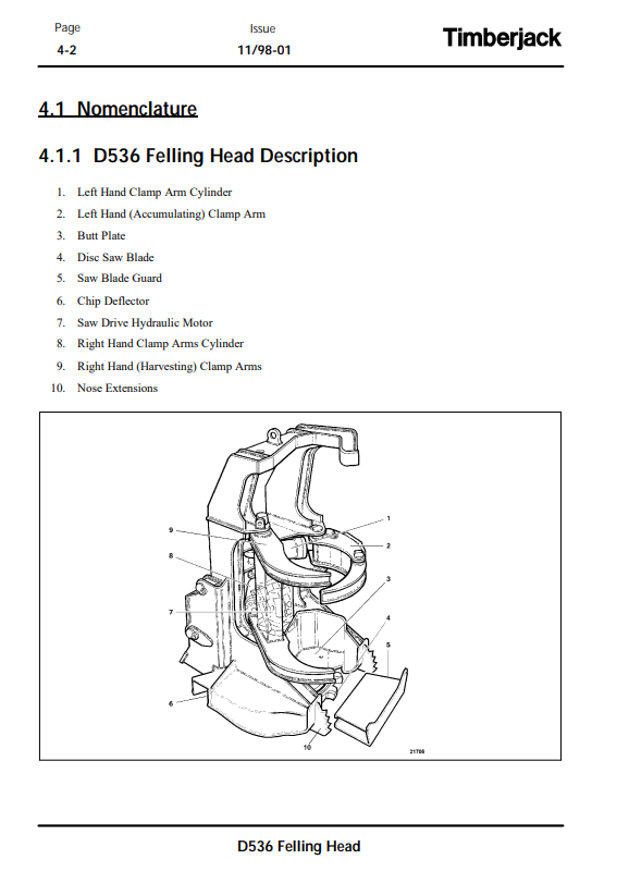 JOHN DEERE D536 DTT DISC SAW FELLING HEAD OPERATOR MANUAL OMF288069