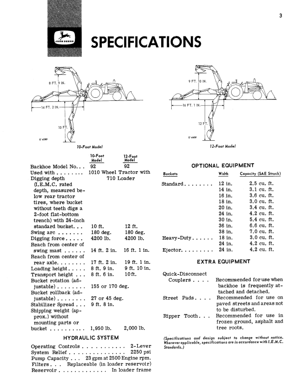 JOHN DEERE 92 BACKHOE OPERATOR MANUAL OMU40451