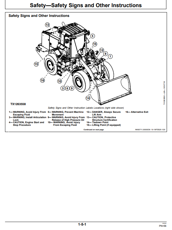 JOHN DEERE 624 P-TIER, GEN-A 4WD LOADER OPERATOR MANUAL OMT453607X019