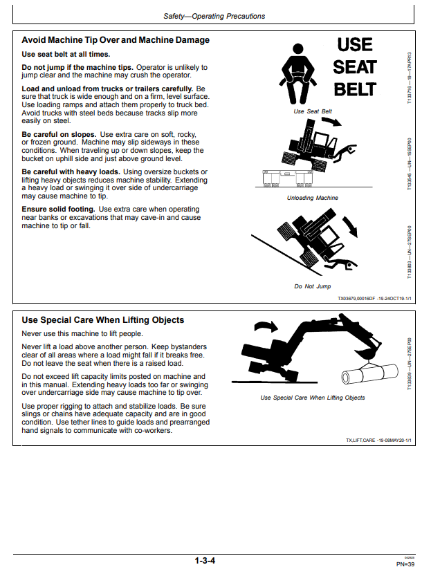 JOHN DEERE 350GLC EXCAVATOR OPERATOR MANUAL OMT310327