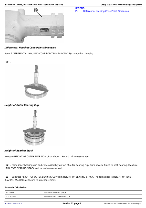 JOHN DEERE 180CW, 210CW WHEELED EXCAVATOR REPAIR TECHNICAL MANUAL TM2287