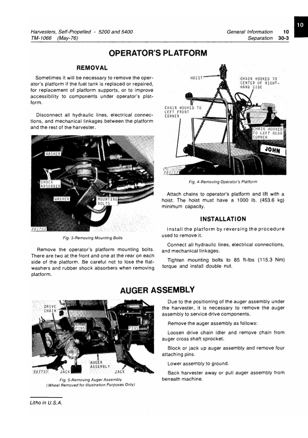 JOHN DEERE 5200 AND 5400 SELF-PROPELLED FORAGE HARVESTER TECHNICAL MANUAL TM1066
