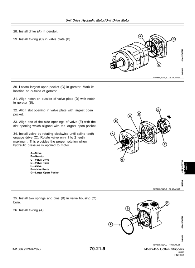 JOHN DEERE 7450 AND 7455 COTTON STRIPPER TECHNICAL MANUAL TM1586