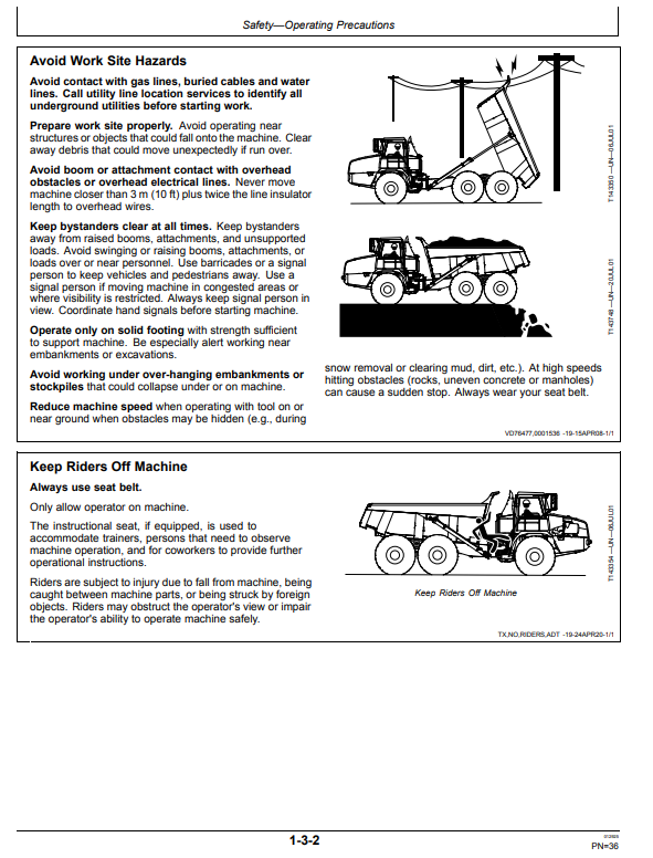 JOHN DEERE 370E, 410E AND 460E ARTICULATED DUMP TRUCK OPERATOR MANUAL OMT331714X19