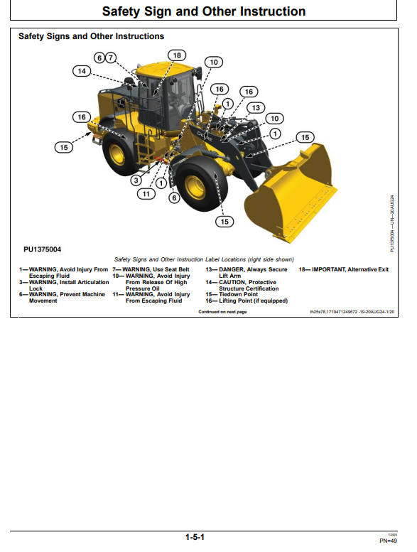 JOHN DEERE 724 P 4WD LOADER OPERATOR MANUAL OMT505723X019