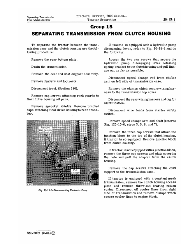 JOHN DEERE 2000 SERIES CRAWLER TRACTOR SERVICE MANUAL SM2037